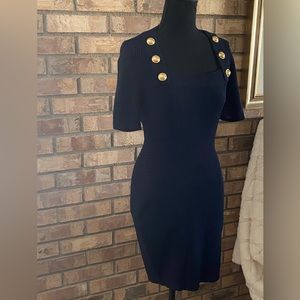 Balmain Navy Blue Sweater Dress